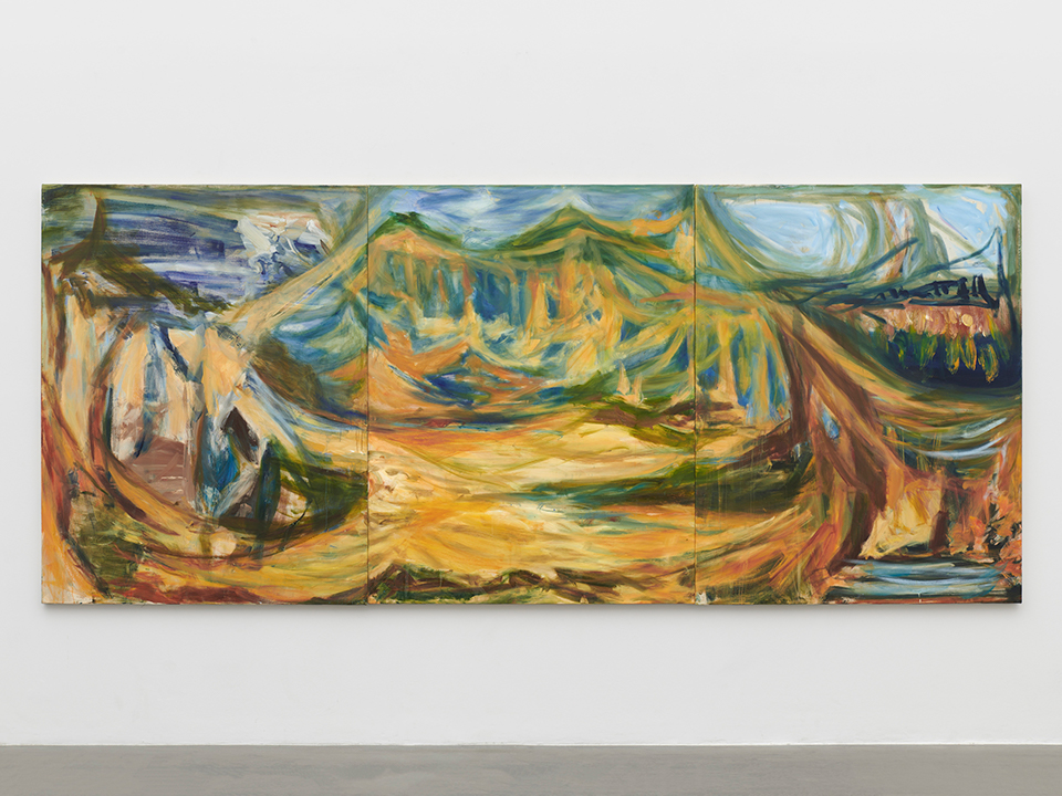 Sarah Cunningham
I Will Look Into the Earth, 2023
Oil on Canvas
180 x 420 x 4 cm
70 7/8 x 165 3/8 x 1 5/8 in
 Sarah Cunningham's painting displayed at the Lisson Gallery.